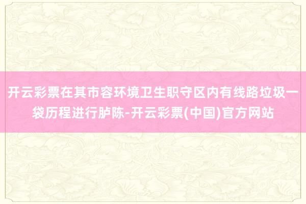 开云彩票在其市容环境卫生职守区内有线路垃圾一袋历程进行胪陈-开云彩票(中国)官方网站