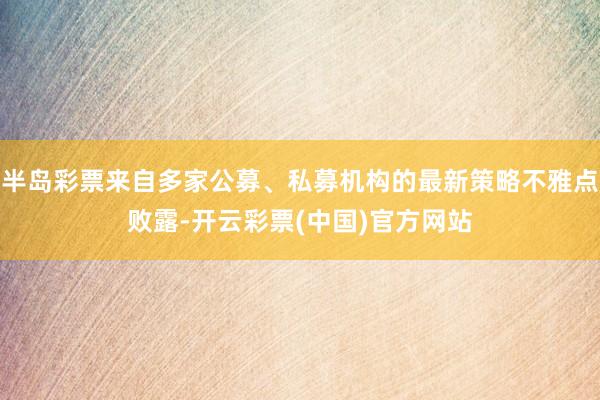 半岛彩票来自多家公募、私募机构的最新策略不雅点败露-开云彩票(中国)官方网站