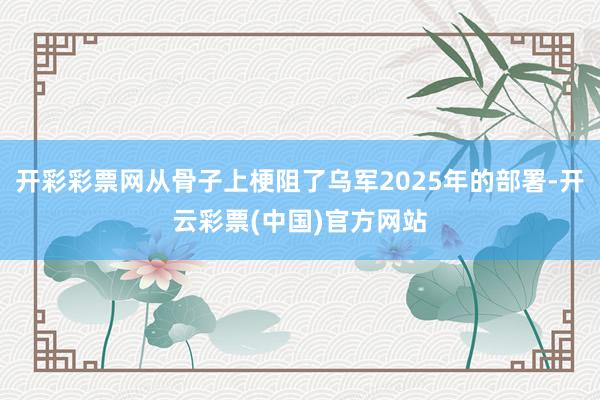 开彩彩票网从骨子上梗阻了乌军2025年的部署-开云彩票(中国)官方网站