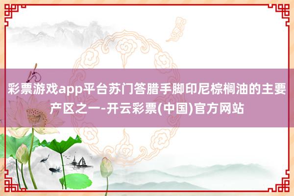 彩票游戏app平台苏门答腊手脚印尼棕榈油的主要产区之一-开云彩票(中国)官方网站