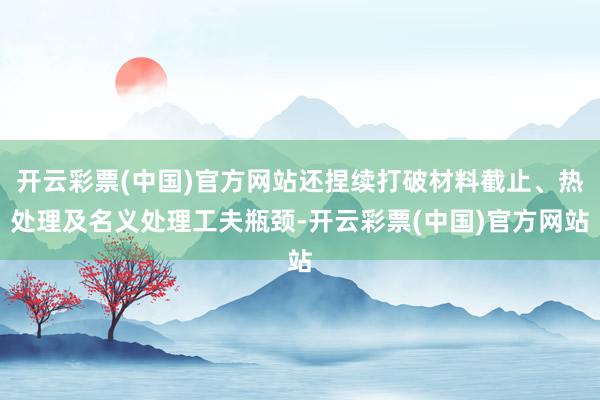 开云彩票(中国)官方网站还捏续打破材料截止、热处理及名义处理工夫瓶颈-开云彩票(中国)官方网站